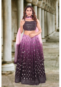 Shaded Purple Georgette/Chiffon Lehenga 